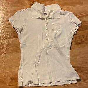 Style and Co Petite Women's White Button Down Polo Shirt